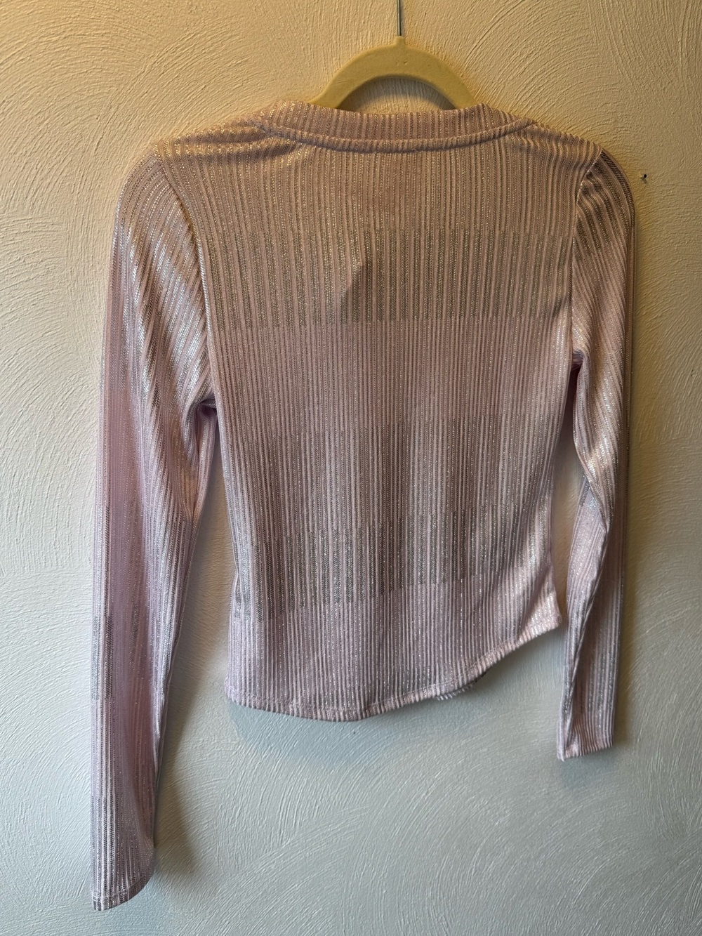 Y2K Pink Shimmer Henley Top coquette Barbiecore Fairycore Glitter Crop Sleaze XS - Picture 3 of 5